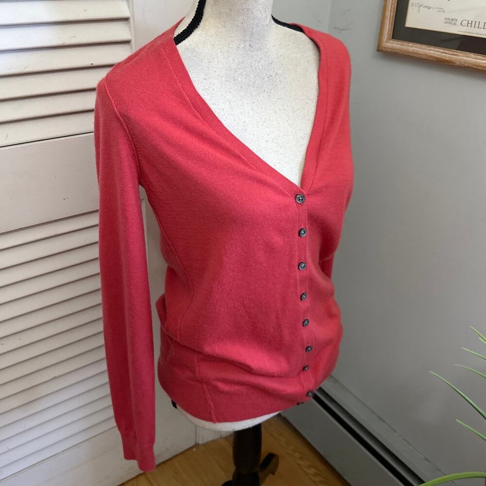 Martin + Osa Sweater Womens Medium Red Cashmere Silk Cardigan Minimalist Classic